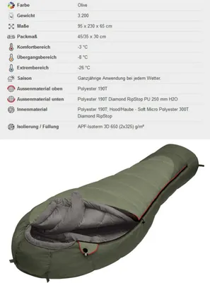 Image de sac de couchage 4 Season Outdoor Aleut olive