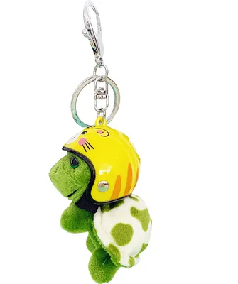 Produktbild von Plüsch-Schildkröten-Schlüsselanhänger mit Helm, Metallring, lustiges, weiches, flauschiges Rucksack-Ornament, Anti-Verlust, süßer Tier-Schlüsselring, Taschenzubehör