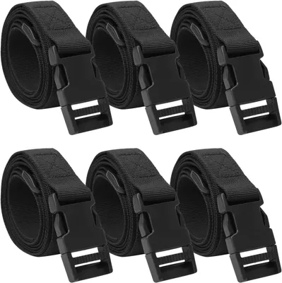 Produktbild von Kofferbanden 6er Set, Verstellbar, 150 cm x 2,5 cm, Nylon, Schwarz, fuer Outdoor Reisen