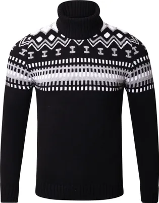 Produktbild von Reslad Rollkragenpullover Herren Grobstrick Norweger Pullover Winter RS-3014 Schwarz S