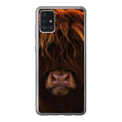 Produktbild von MuchoWow® Handyhülle Schutzhülle Hülle für Samsung Galaxy A52 5G Schottischer Highlander - Kuh - Schwarz - Porträt Silikon Softcase Handy Hülle - Umschlag