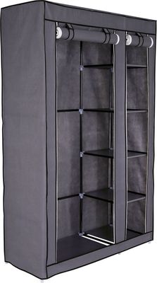 dibea Stoffschrank faltbar, 175x110x45 cm, grau