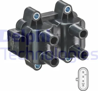 Produktbild von DELPHI GN11083-12B1 Zündspule 12V für RENAULT Clio III Schrägheck (BR0/1, CR0/1) TWINGO II (CN0) CLIO II (BB0/1/2, CB0/1/2) TWINGO I (C06) KANGOO