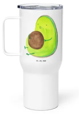 Produktbild von Mr. & Mrs. Panda Kaffee-to-go-Becher Avocado Pfeifen - Weiß - Geschenk, Trinkgefäß, Teetasse, Edelstahlbecher, Abnehmen, Schwanger, thermosbecher, Thermobecher, Diät