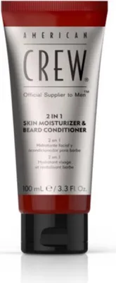 Obrázek produktu pro American Crew 2-in-1 Skin Moisturizer and Beard Conditioner, Krém na vousy, 100 ml, Tuba, Aqua/Water/Eau, Cyclopentasiloxane, Butylene Glycol, Polyacrylamide, Panthenol, C12-15 Alkyl..., 1 kusů