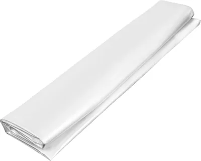 A roll of white plastic sheeting, folded lengthwise.