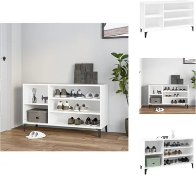 Image de vidaXL Étagère à chaussures blanche 102x36x60 cm Bois composite - Étagères à chaussures & Armoires à chaussures