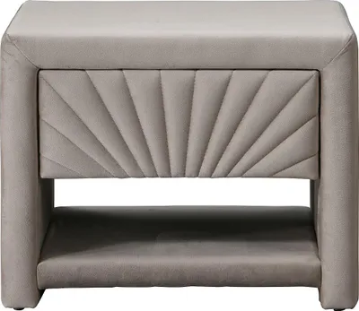 Produktbild von Nachttisch mit 1 Schublade & 1 Ablage - Samt - Beige - ULAMI