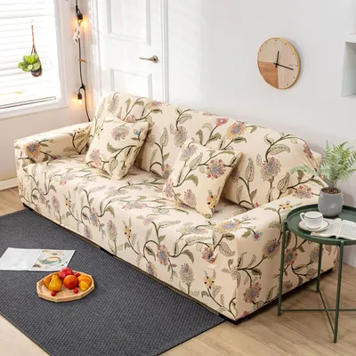 Produktbild von Sofabezug Stretch für 2-Sitzer, Blumenmuster, elastisch, für Wohnzimmer