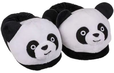 Produktbild von Panda Kuschel Hausschuhe schwarz/weiß Gr. 31 - 42 Fun Kinderhausschuhe, Schuhgröße:35 - 36