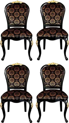 Produktbild von Pompöös by Casa Padrino Luxus Barock Esszimmerstühle mit Krone Schwarz / Gold - Pompööse Barock Stühle designed by Harald Glööckler - 4 Esszimmerstühle - Barock Esszimmermöbel