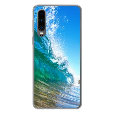 Produktbild von MuchoWow® Handyhülle Schutzhülle Hülle für Huawei P30 Nahaufnahme einer Welle, die sich vor der Küste von Hawaii bricht Silikon Softcase Handy Hülle - Kartenbesitzer
