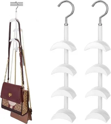 Produktbild von Famanu Handtaschenhalter drehbar - platzsparender Organizer mit 4 Haken (2 Stück)