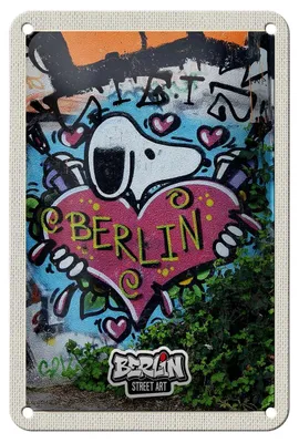 Produktbild von Blechschild Reise 12x18cm Berlin Liebe Graffiti Kunst Street Art Schild