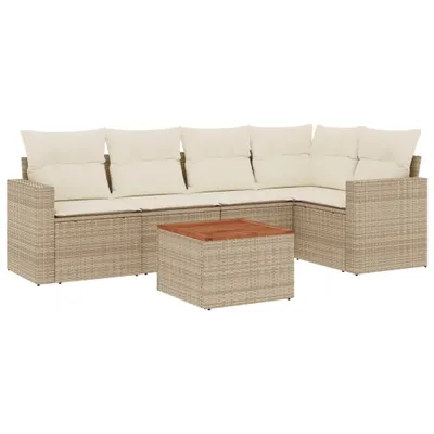 Produktbild von vidaXL 6-tlg. Garten-Sofagarnitur mit Kissen Beige Poly Rattan