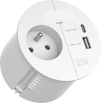 Zdjęcie produktu dla Bachmann 938.302, AC + USB A + USB C, Biurko, Biały, IP20, 250 V, 16 A