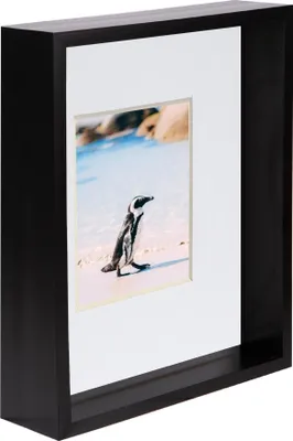 Produktbild von 1x schwarz 8 x 10 zoll 3d Deep Box hölzerner Fotorahmen mit weiß 4 x 6 inch