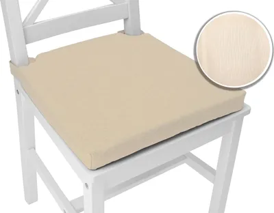 Produktbild von sunnypillow 4er Set Stuhlkissen mit Klettverschluss Polsterauflage Auflage für Stühle | Indoor / Outdoor | Sitzkissen Sitzauflage | Maße: 42 (vorne) | 35 (hinten) x 40 x 5 cm | Ecru|