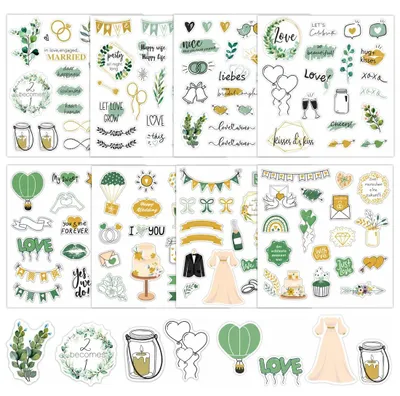 8 Hochzeits-Sticker, Vintage, für Gästebuch & Scrapbook