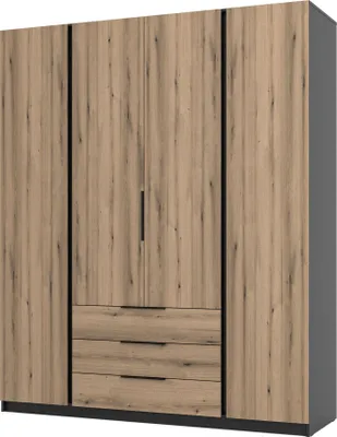 Produktbild von Masseno Drehtürenschrank CAGLIARI 200 cm Kleiderschrank Schlafzimmer Schrank 4-türig Schwarz