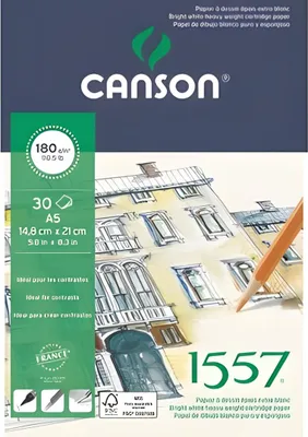 Immagine prodotto di CANSON C204127415 Blocco carta da disegno CANSON 1557, DIN A3, 180 g/m², 30 fogli