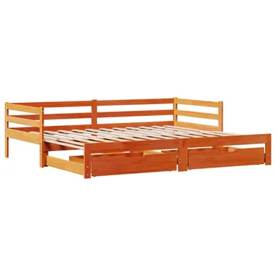 Image de Lit de jour avec gigogne et tiroirs sans matelas 90x200 cm