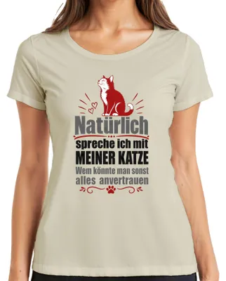 Zdjęcie produktu dla Oczywiście, mam koszulkę damską z nadrukiem "Statement Sarkasmus Kater" (co można przetłumaczyć jako "Wyrażenie Sarkazmu Kot"), w rozmiarze L. Motywem jest kot i natura