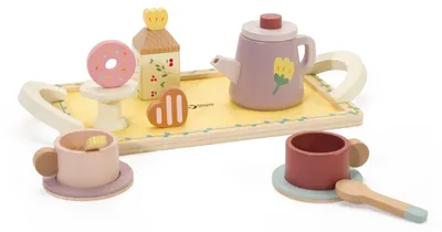 Imagen del producto de CLASSIC WORLD: Juego de té y postres de madera, 14 piezas.