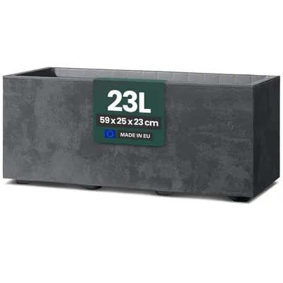 Produktbild von XL Pflanzkasten „Millennium“ 59x25x23 cm - 23L Volumen - Anthrazit - Wetterfester Pflanzkasten für Garten, Balkon & Terrasse