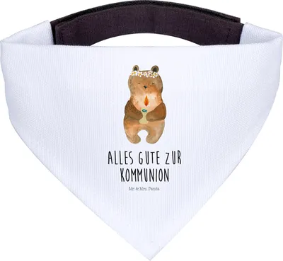 Produktbild von Mr. & Mrs. Panda Hundehalstuch L Bär Kommunion - Weiß - Geschenk, Halstuch Hund, für, Gottes Segen, Bandana, Dreieckstuch, Hunde, Teddy, Taufkerze, Katholisch