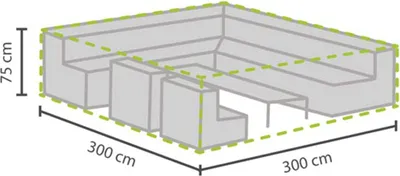 Produktbild von Perel Rechteckige Schutzhülle für Gartenset 300 x 300 x 75 cm, wasserdicht und UV-beständig, robuste