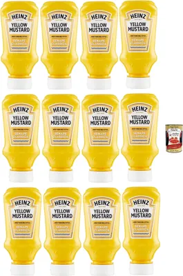 Produktbild von Heinz Yellow Mustard Senape Classica, Original amerikanischer Senf, new york deli style, 12x 240 g + Italian Gourmet polpa 400g