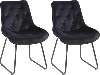 Produktbild von Polsterstühle - Schwarz - Samtbezug - Kufengestell - 2er Set