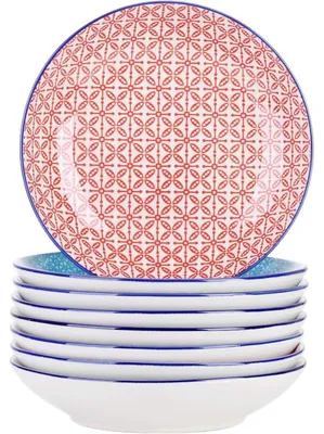 Produktbild von Suppenteller 8-teilig Porzellan bunt Ø 21,5 cm Füllmenge 600 ml