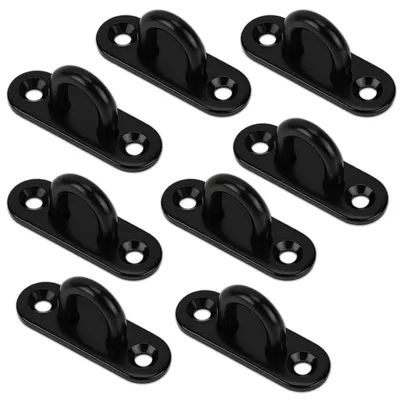 Produktbild von Set aus 8 Edelstahl Ösenplatten mit Karabinerhaken