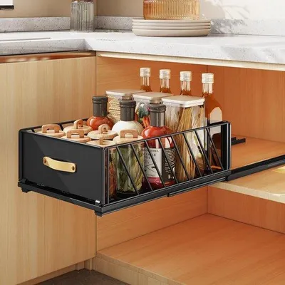 Productafbeelding van Famanu Uittrekbare keukenkast – 40 cm x 15,5 cm x 30 cm, zwart