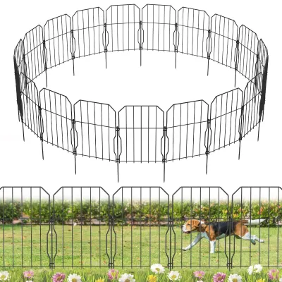 Zdjęcie produktu dla Omgoods - Dekoracyjne ogrodzenia, 31x41 cm - Odporne na rdzę, 19 sztuk, czarne, do ogrodu