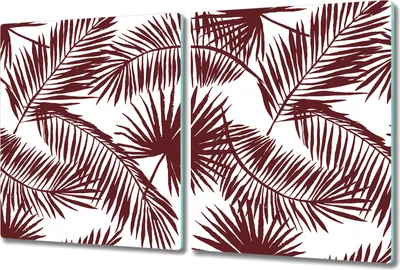 Produktbild von Glas-Herdabdeckplatte Glaskeramikkochfeld-Abdeckung Spritzschutz - 2x 40x52 cm - Exotisch Palmblätter