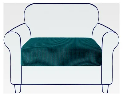 Produktbild von Sitzkissenbezug für Sofa, elastischer Schutzbezug für 1-Sitzer, Petrol Blau