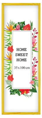 Obrázok produktu pre MG Design Žltý rám na obrázky 35 x 100 cm – Vyrobený z prírodného dreva s akrylovým sklom, určený na zavesenie aj na postavenie, vhodný na fotografie, plagáty a puzzle