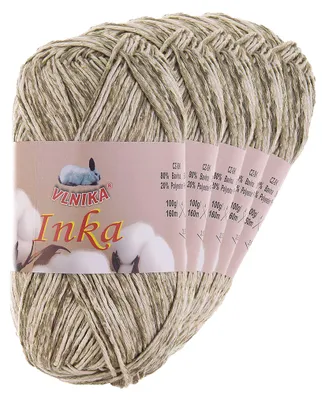 5 x 100g Inka mehrfarbig Farbverlaufgarn Baumwollmischgarn 40 creme-olive