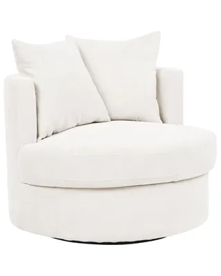Produktbild von BELIANI Sessel Hellbeige Stoff Rund mit Drehfunktion Dicker Polsterung Ohne Armlehnen Modern Wohnzimmer Schlafzimmer Flur Ausstattung Sitzmöbel