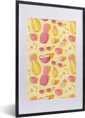 Produktbild von MuchoWow® Gerahmtes Poster Sommer - Gelb - Ananas - Sonnenbrille 40x60 cm - Poster mit Schwarzem Bilderrahmen Wandposter Rahmen Foto Bilder - Poster in Rahmen
