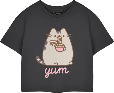 Image de Pusheen - "Yum" Débardeur court pour femme manches courtes NS8966 (M) (Charbon de bois)