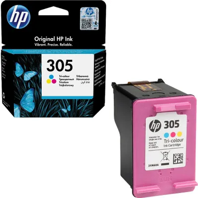 Zdjęcie produktu dla HP Oryginalny trójkolorowy wkład atramentowy 305, Standardowa wydajność, Cyjan, Purpurowy, Żółty, Atrament barwnikowy, 2 ml, 1 szt., Jednopak