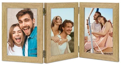 Produktbild von Solidchoice – Klappbarer Bilderrahmen aus Holz für 3 Fotos