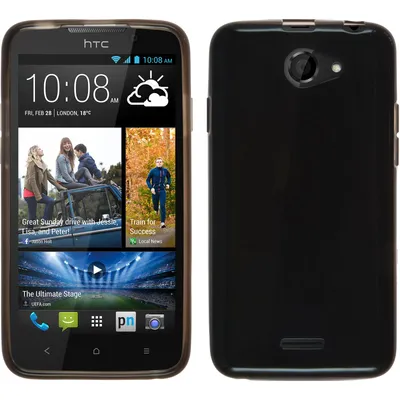 Produktbild von PhoneNatic Case kompatibel mit HTC Desire 516 - schwarz Silikon Hülle transparent + 2 Schutzfolien