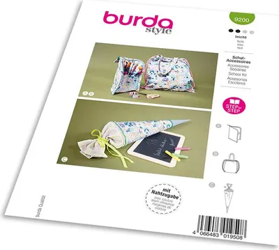 Obrázek produktu pro Střih Burda 9200 - Dětský školní program: penál, pytel na tělocvik a školní kužel