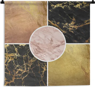 Produktbild von MuchoWow® Wandteppich Wandbehang Marmor - Gold - Luxus 150x150 cm Tapisserie Dekoration Wandtuch - Wohnaccessoires - Modernes