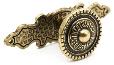 Image de Boutons de meubles vintage | Lot de 4 | Boutons ronds anciens dorés | Ø 25 mm × 30 mm × 86 mm | Poignées zinguées | Pour poignées de tiroirs, poignées de cuisine, poignées d'armoires, boutons de porte, etc.